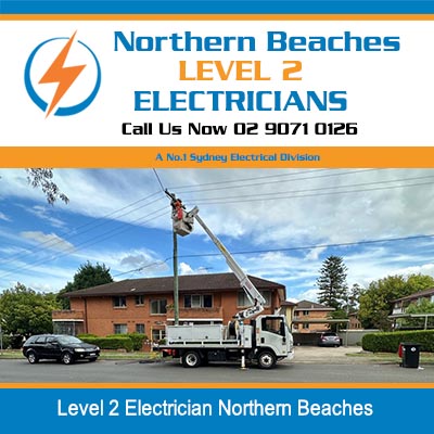 Utility truck working on power lines in Northern Beaches